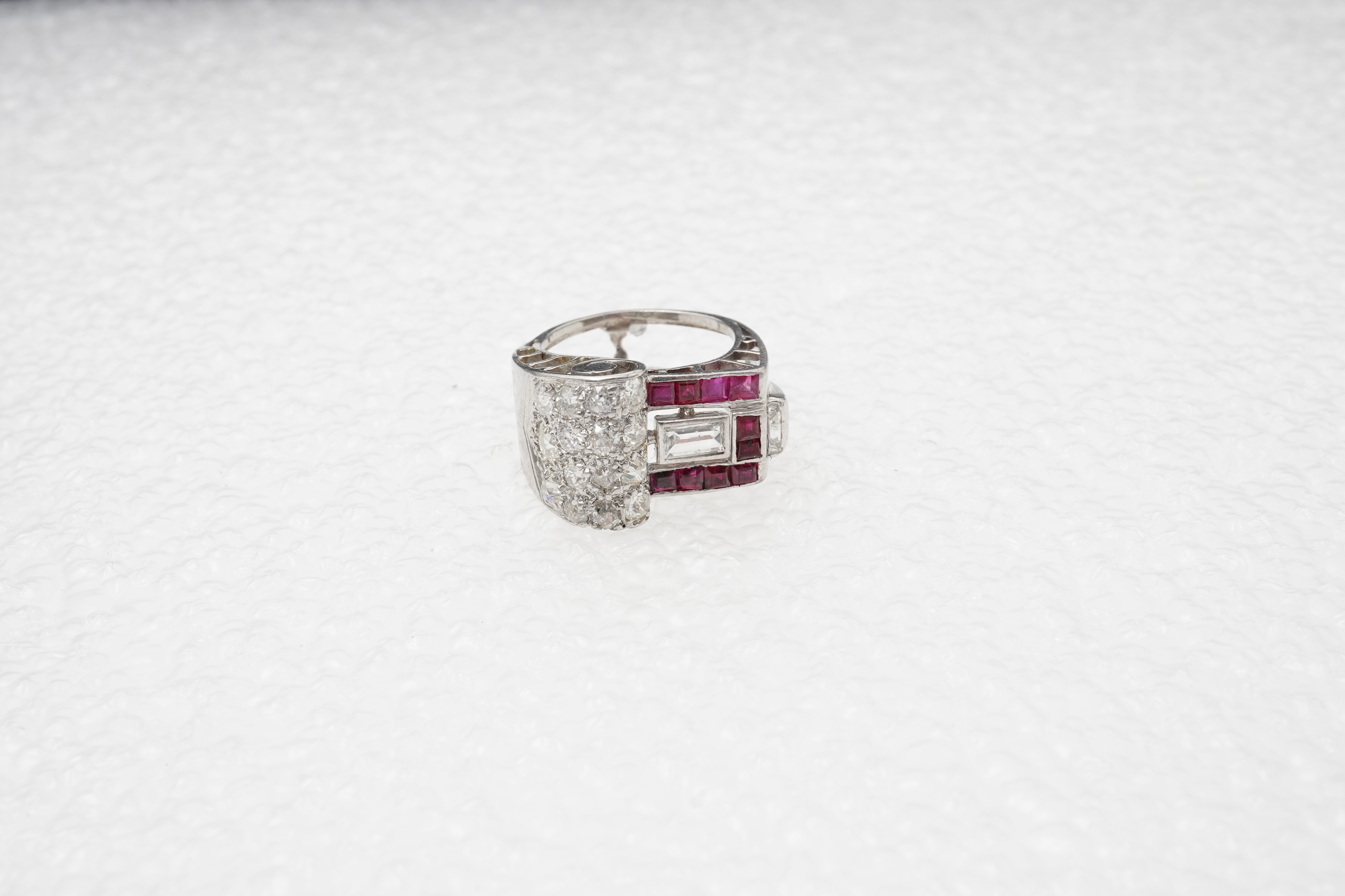 A Retro ruby and diamond ring, circa 1940